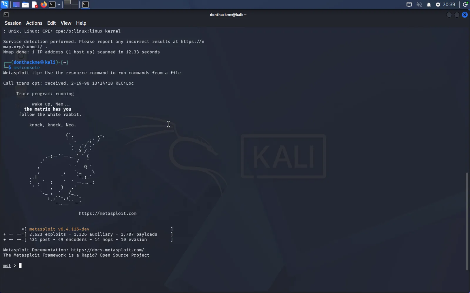 msfconsole launched