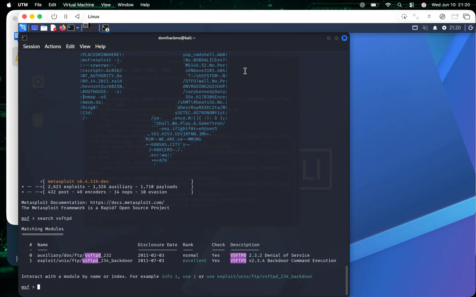 VSFTPD 2.3.4 — search and module setup